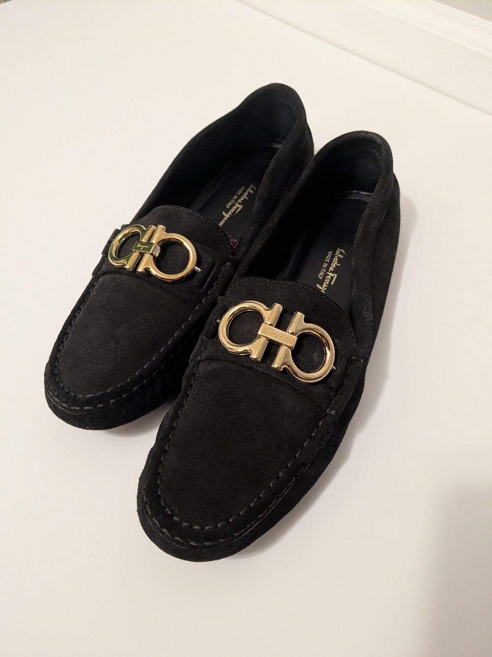 Salvatore Ferragamo Women's Black Suede Loafers (9)